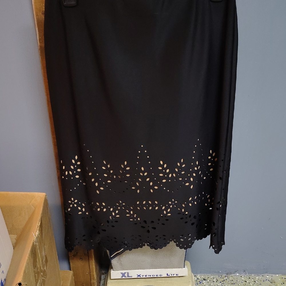 Cato Black Midi Skirt with Cut-Out Design